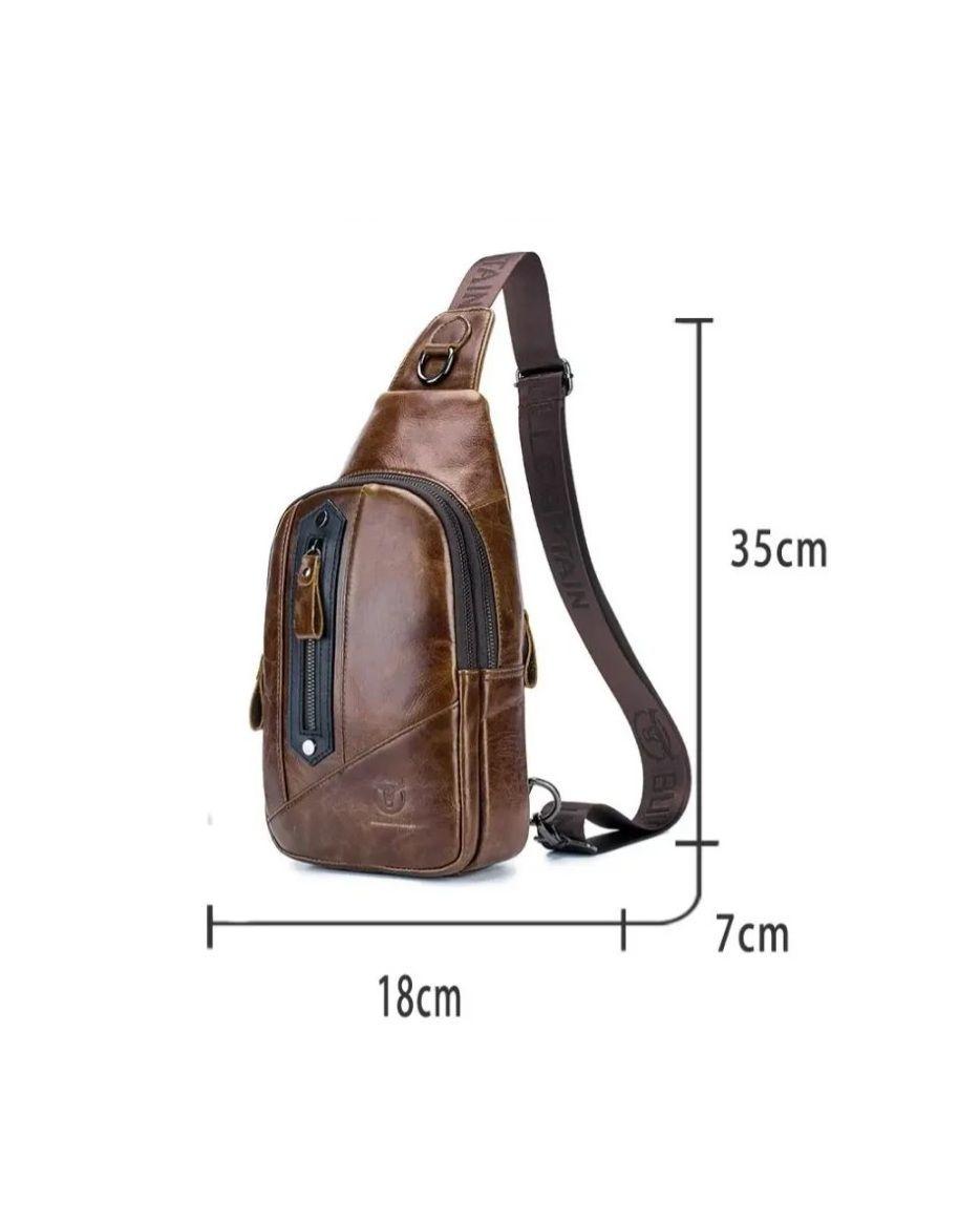 Bolso Bandolera De Cuero Marca Bullcaptain Modelo Xb126-4