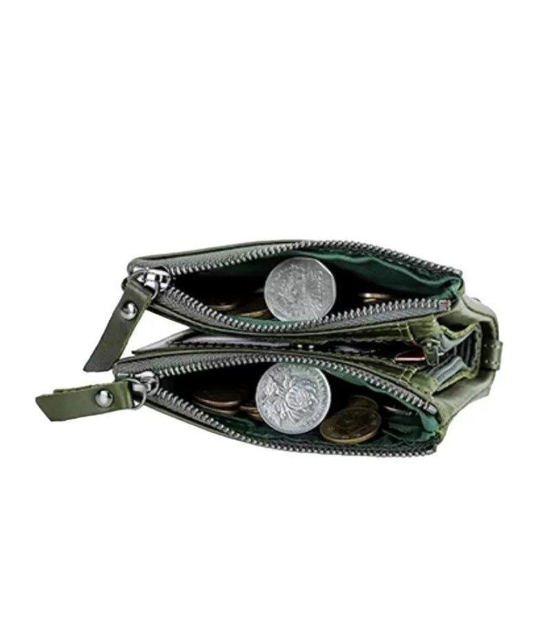Billetera De Cuero Para Mujer Marca Contact's Color Verde-4
