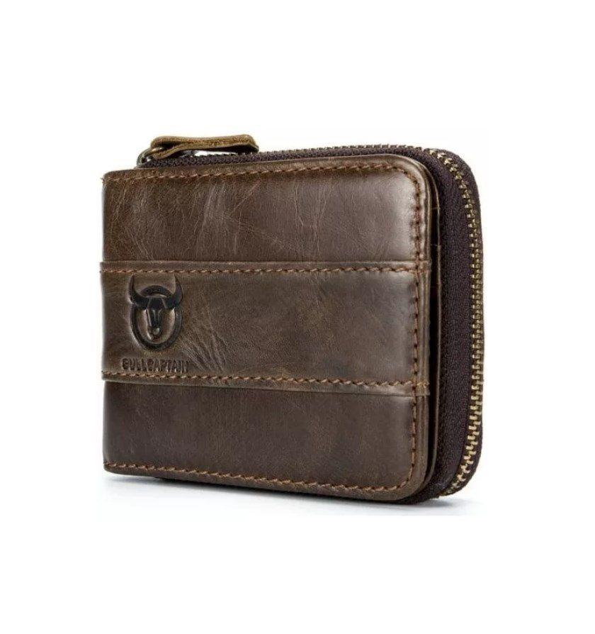 Billetera De Cuero Para Hombre Marca Bullcaptain Café Oscuro-4