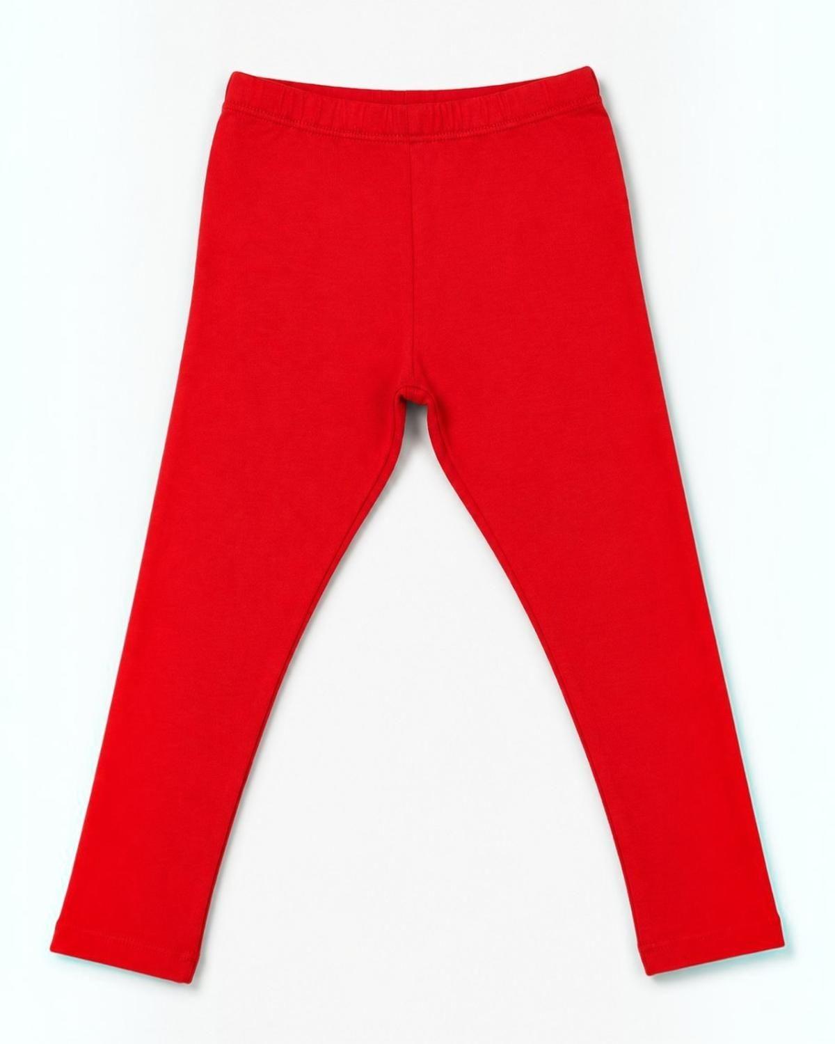 Calza Niña Algodón Lisa Rojo-4