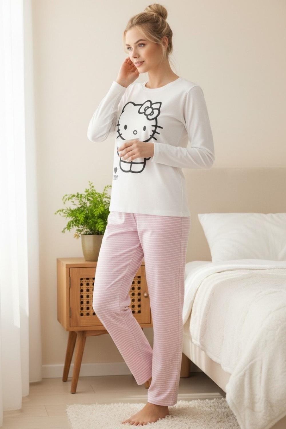 Pijama Micropolar Mujer Hello Kitty S1021240-Ivory-09-0