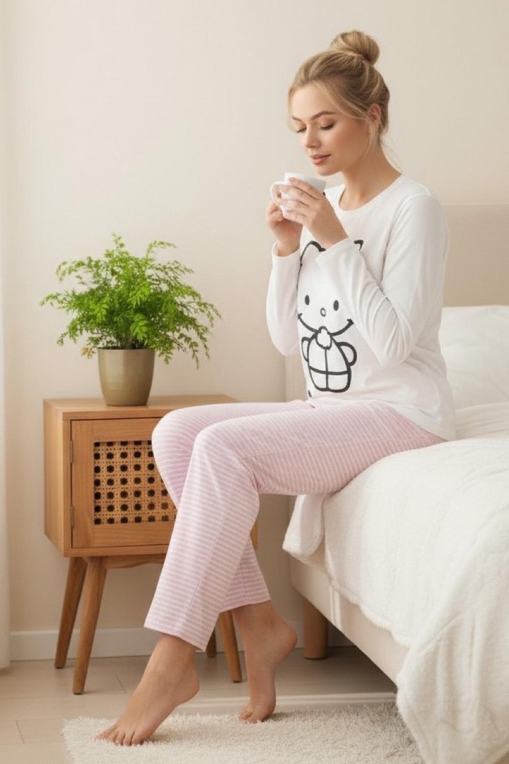 Pijama Micropolar Mujer Hello Kitty S1021240-Ivory-09-1
