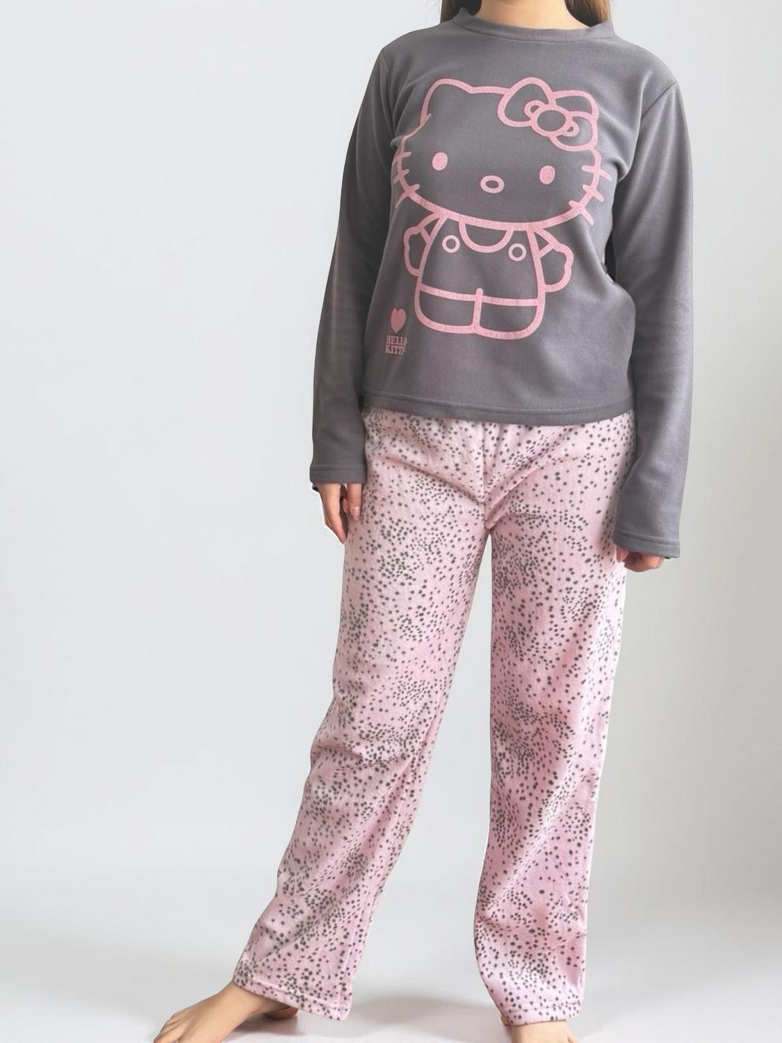 Pijama Micropolar Mujer Hello Kitty S1021239-Acero-03-2
