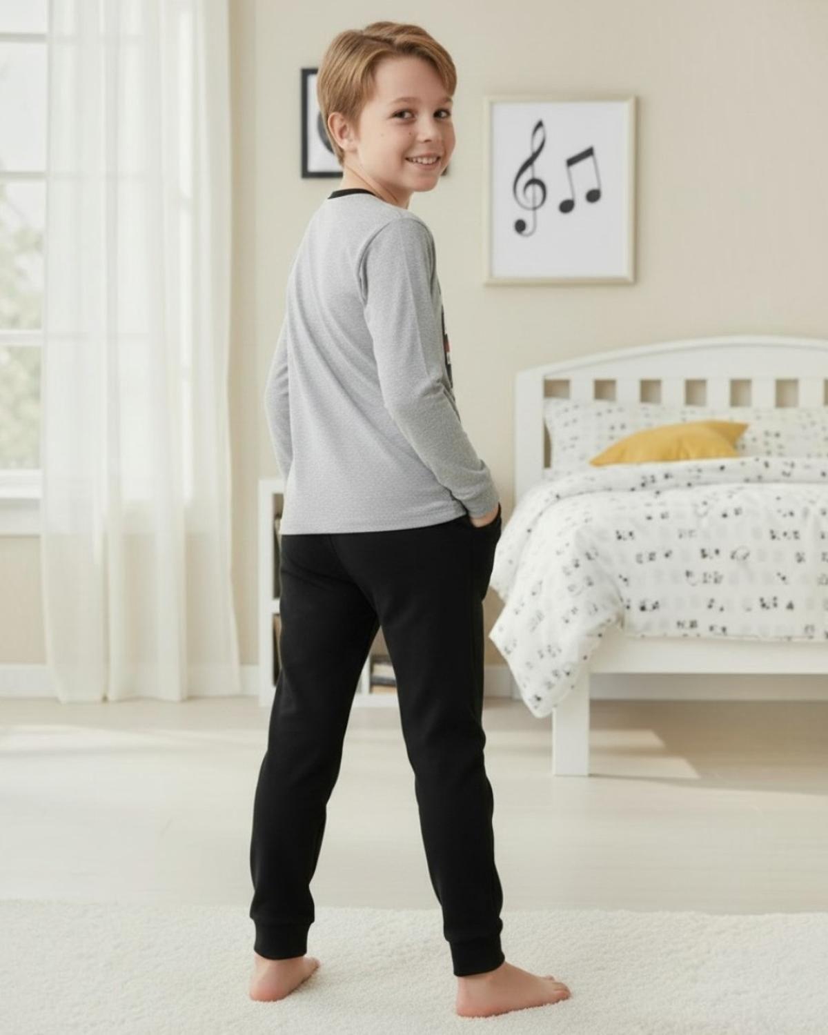Pijama Niño Algodón Estampado Like Father Like Son Gris-3
