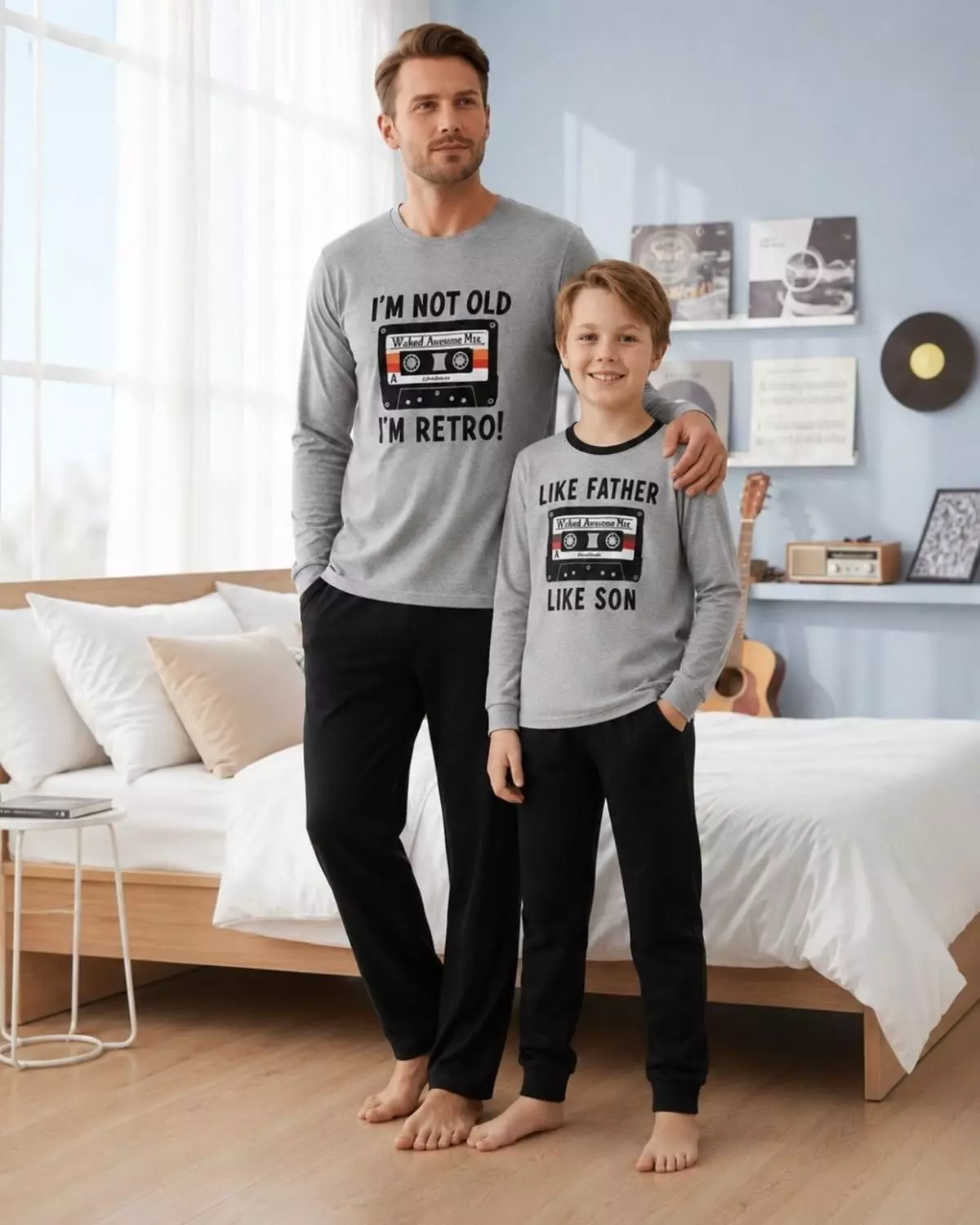 Pijama Niño Algodón Estampado Like Father Like Son Gris-4