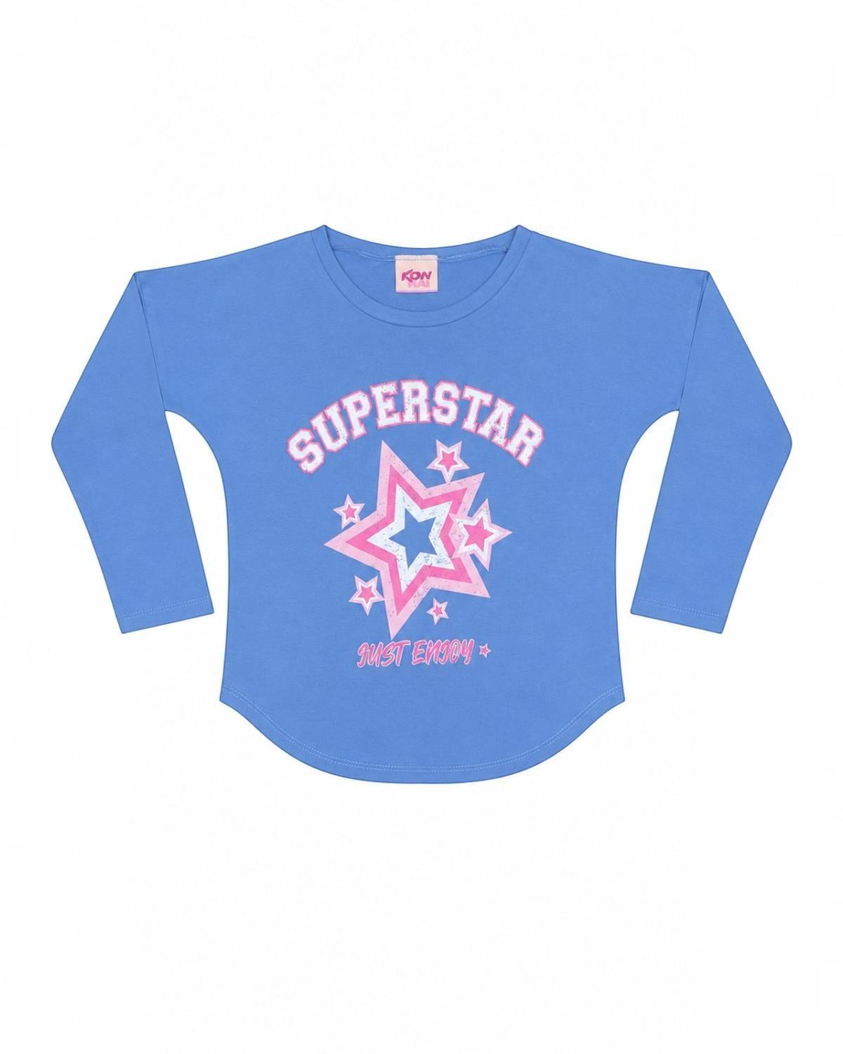 Pijama Niña Estampado Super Star Celeste-4