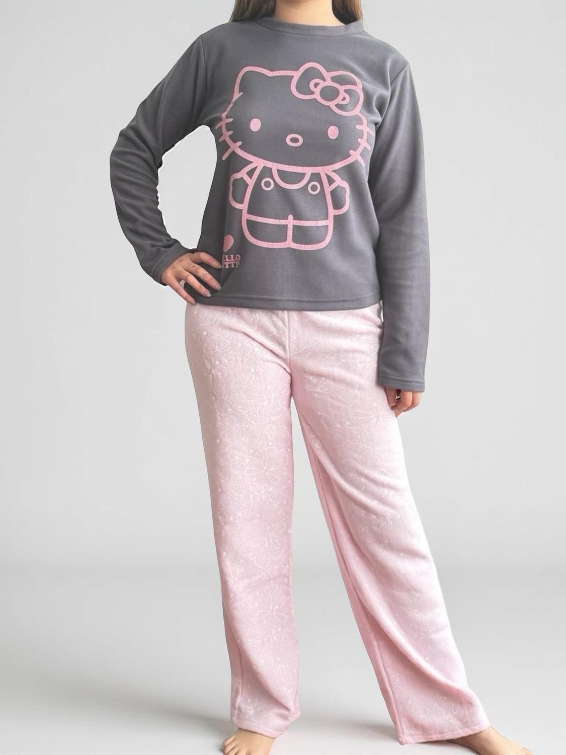 Pijama Micropolar Mujer Hello Kitty S1021239-Acero-01-0