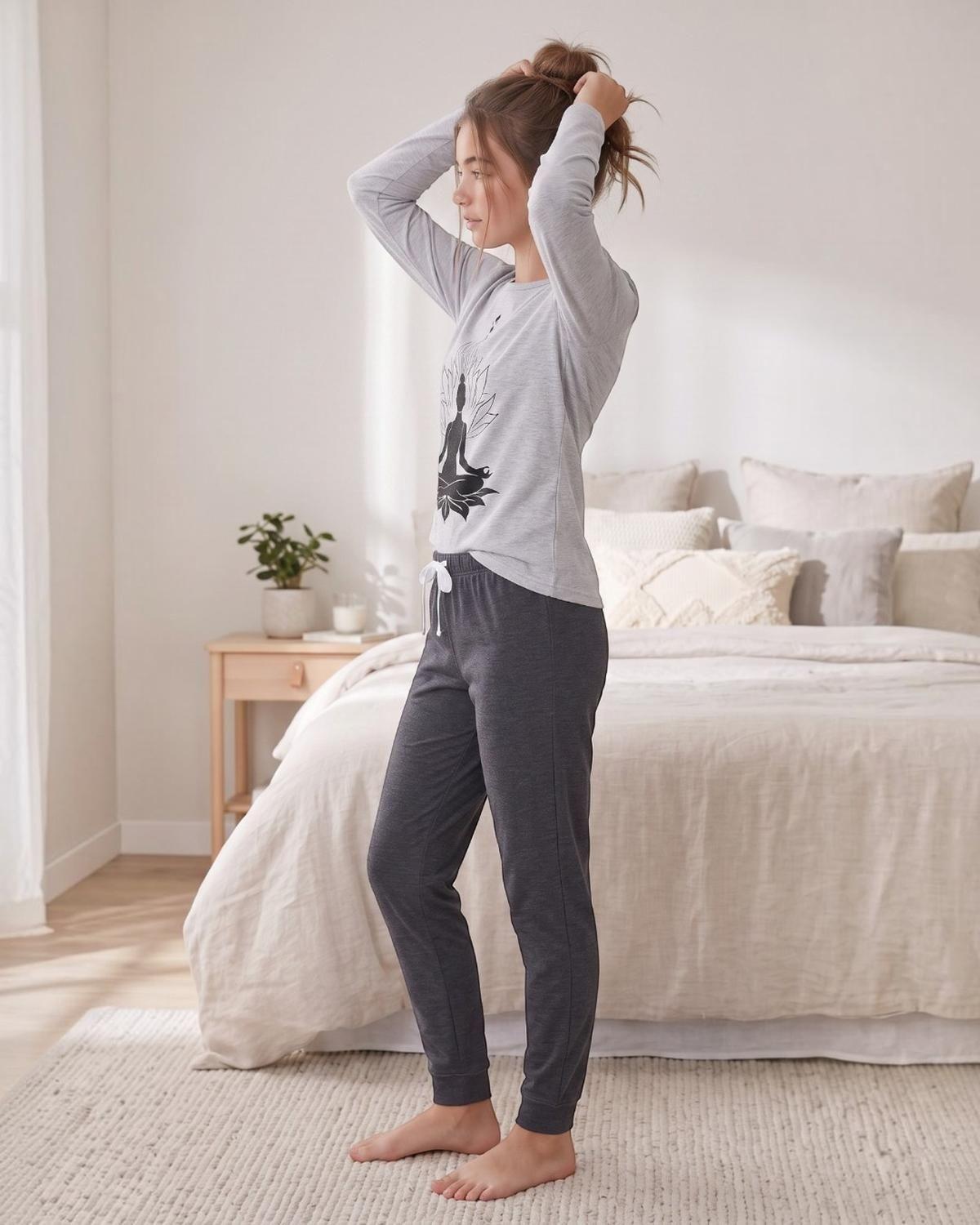 Pijama Niña Teens Algodón Yoga Gris-2