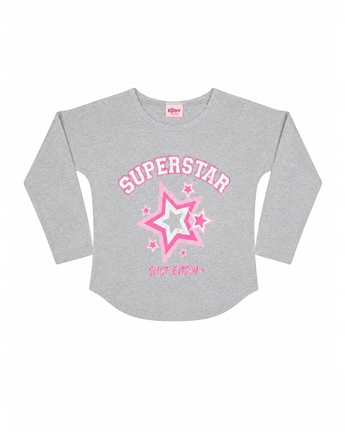 Pijama Niña Estampado Super Star Gris-4