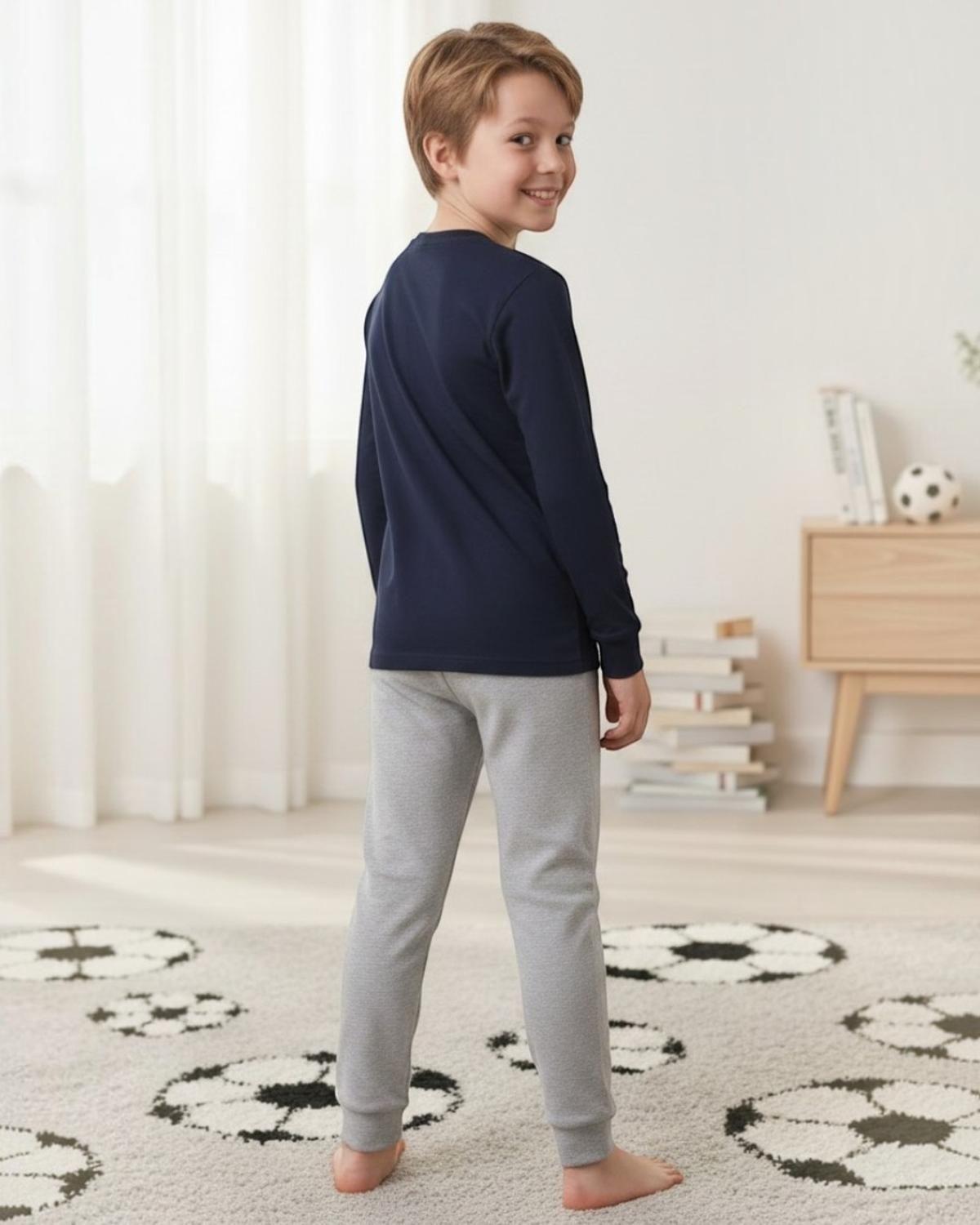 Pijama Niño Algodón Estampado Football Azul-3