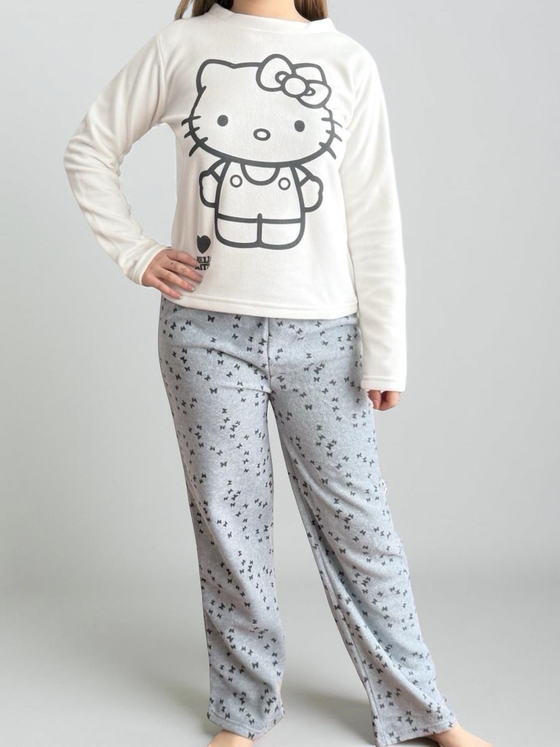 Pijama Micropolar Mujer Hello Kitty S1021240-Ivory-13-0