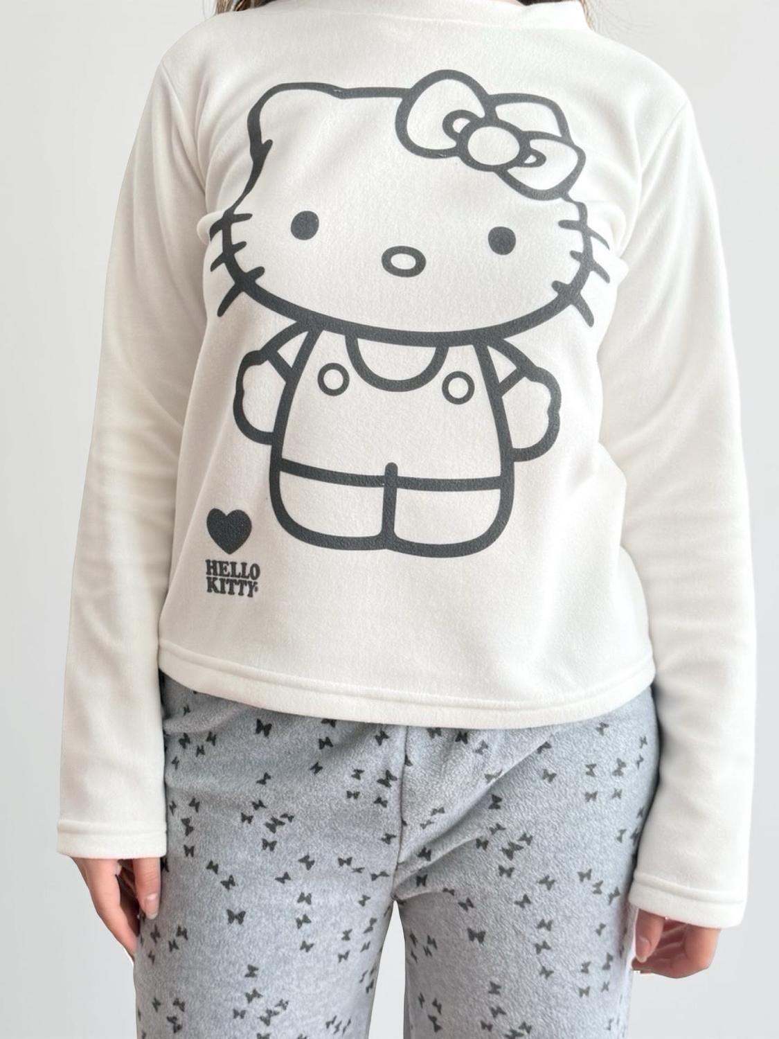 Pijama Micropolar Mujer Hello Kitty S1021240-Ivory-13-3