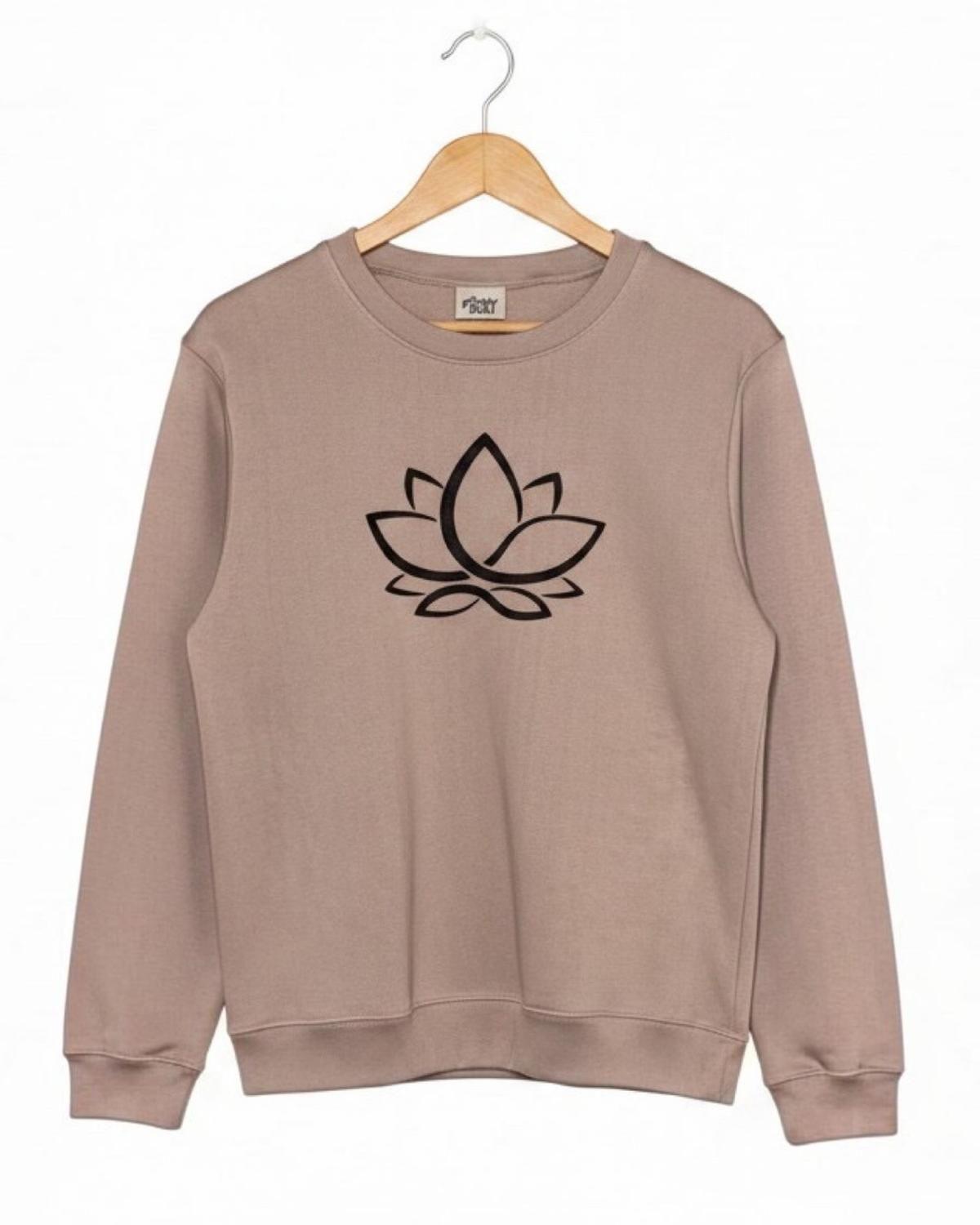 Pijama Franela Mujer Estampado Flor de Loto Beige-5