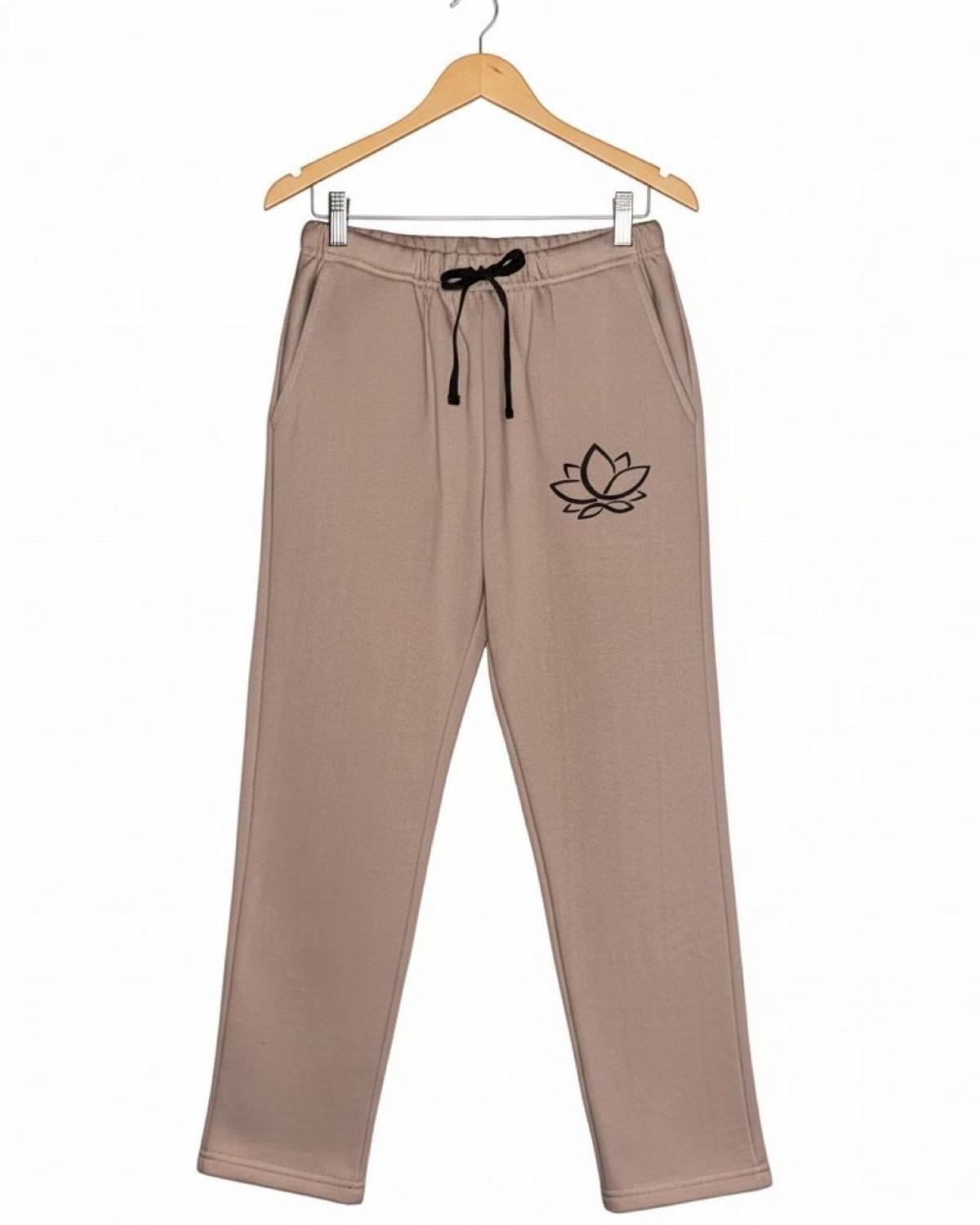 Pijama Franela Mujer Estampado Flor de Loto Beige-6