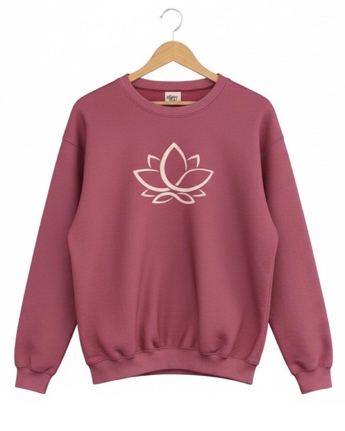 Pijama Franela Mujer Estampado Flor de Loto Burdeo-5