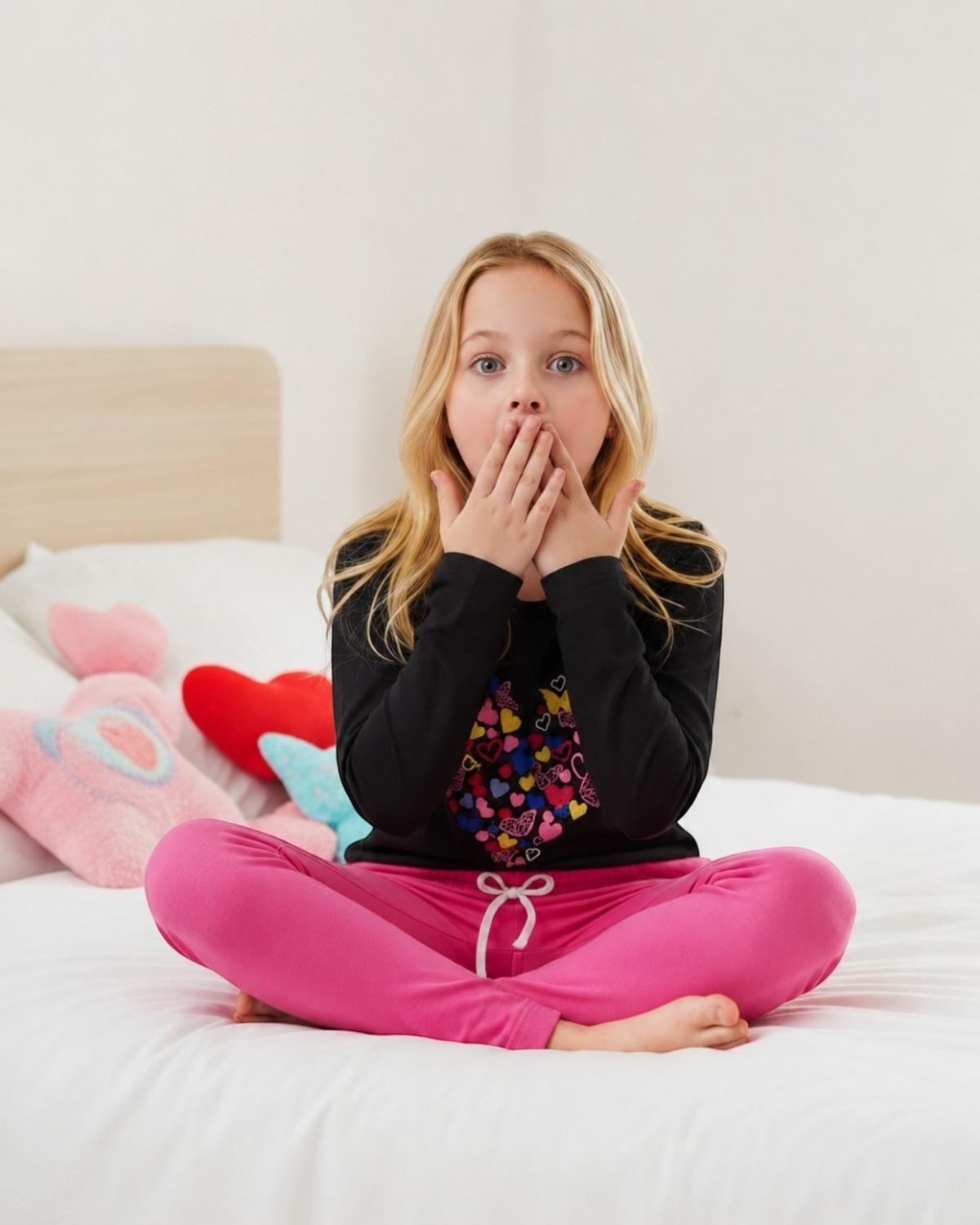 Pijama Niña Estampado Corazón Mariposas  8 amarillo 6 negro-2