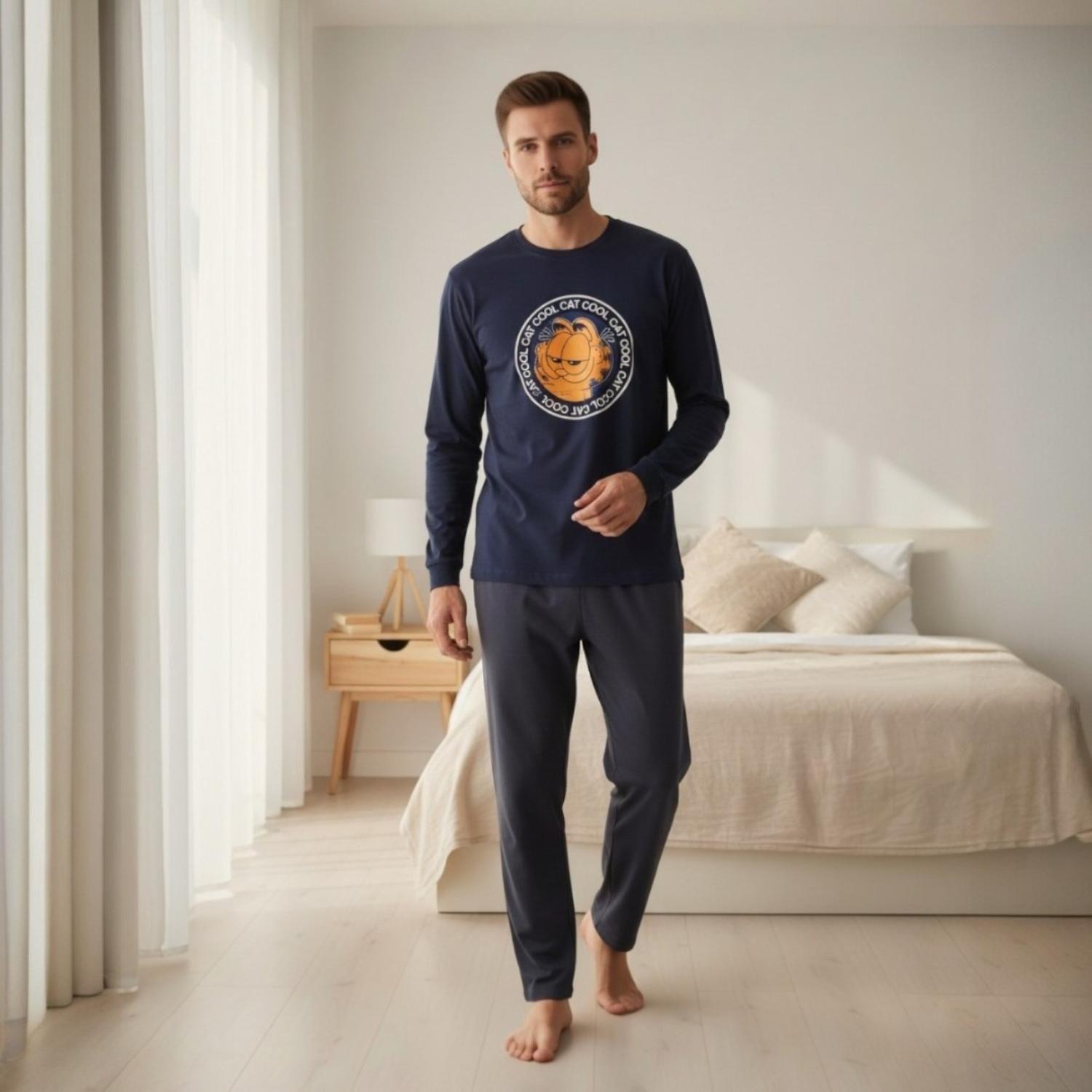 Pijama Hombre Algodón Estampado Garfield-0