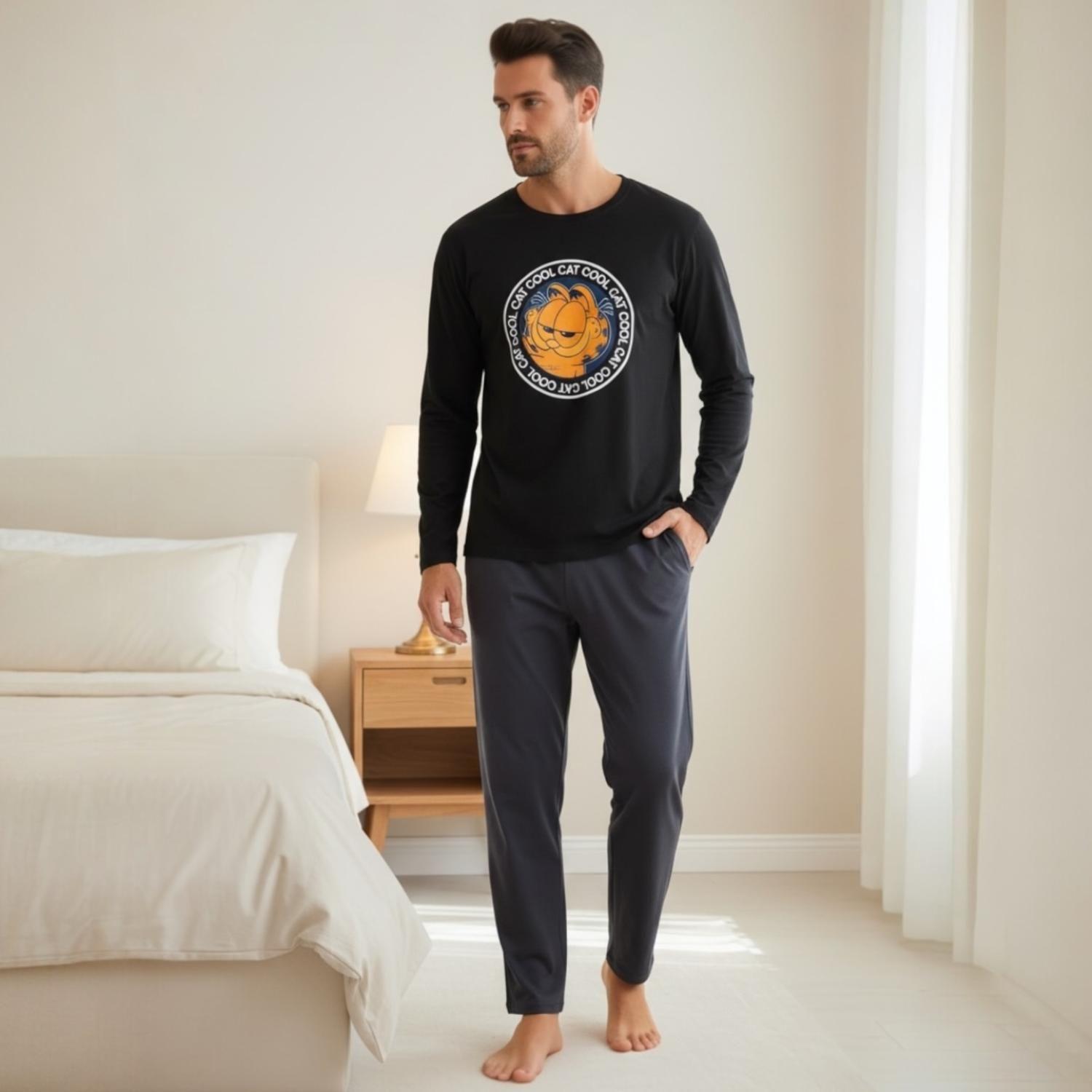 Pijama Hombre Algodón Estampado Garfield-0