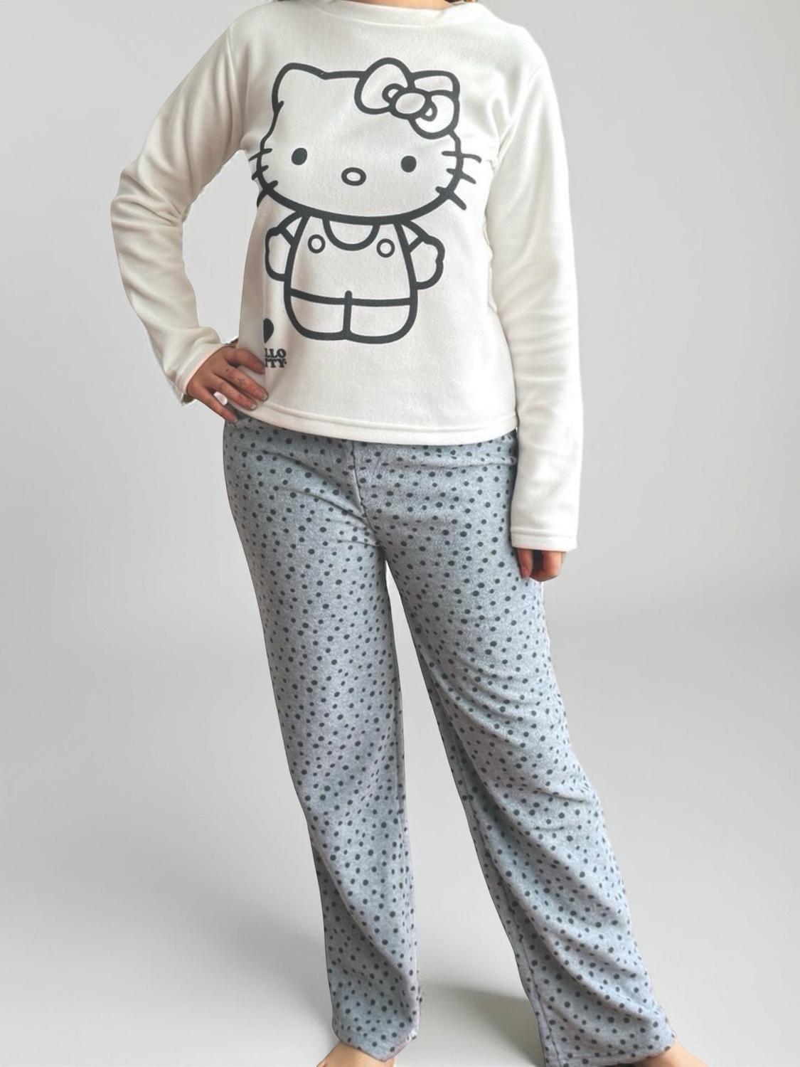 Pijama Micropolar Mujer Hello Kitty S1021240-Ivory-04-0