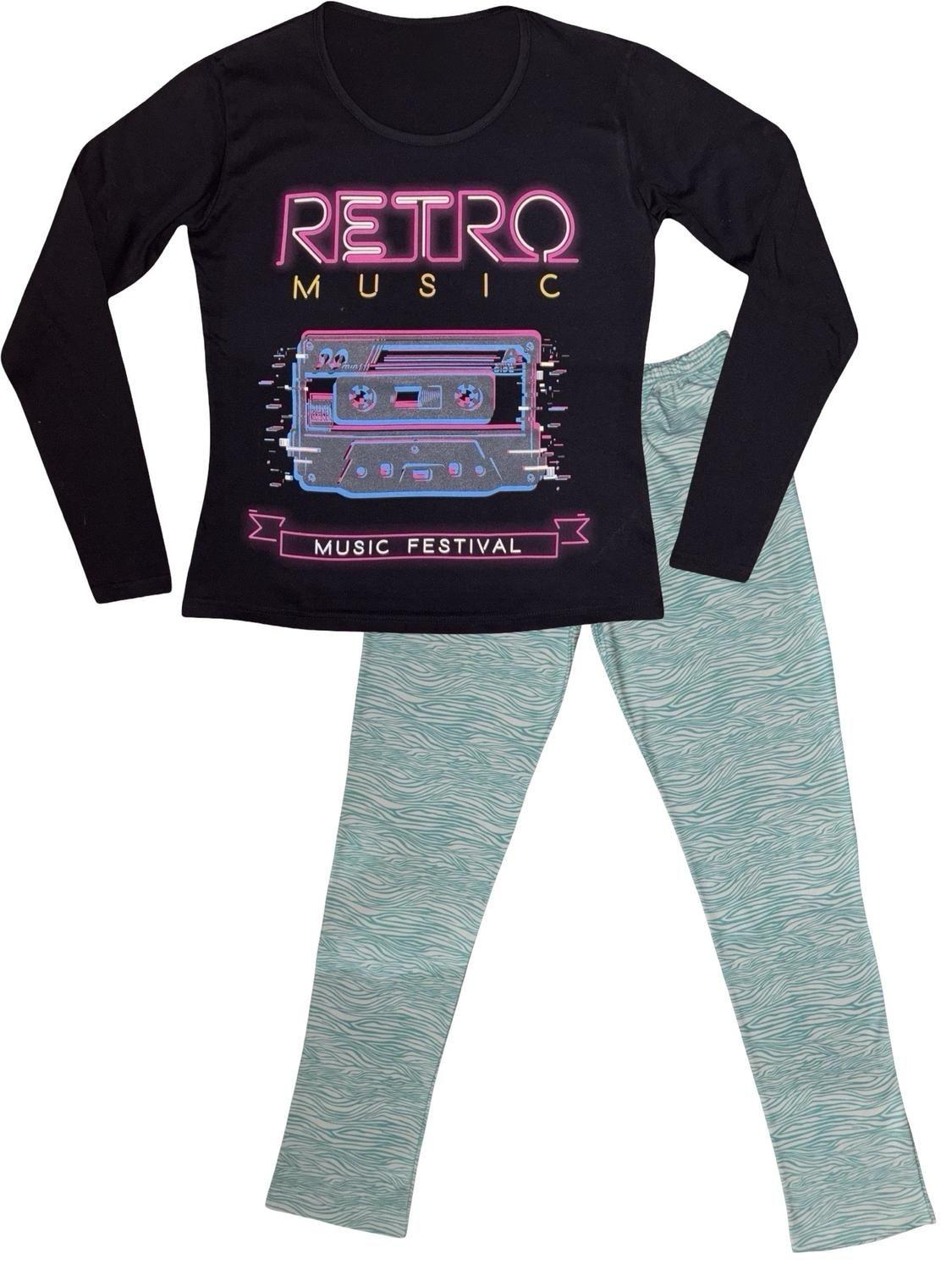 Pijama Mujer Algodón Retro Music Full Print-4