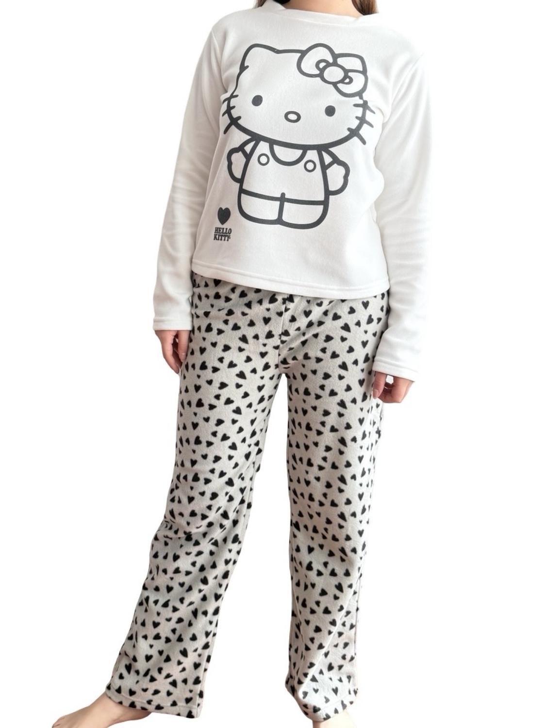 Pijama Micropolar Mujer Hello Kitty S1021240-Ivory-01-2
