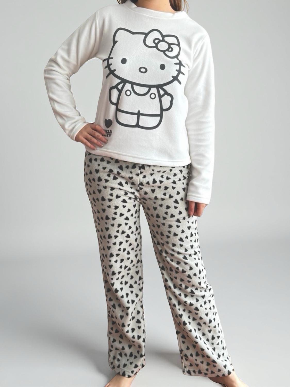 Pijama Micropolar Mujer Hello Kitty S1021240-Ivory-01-0