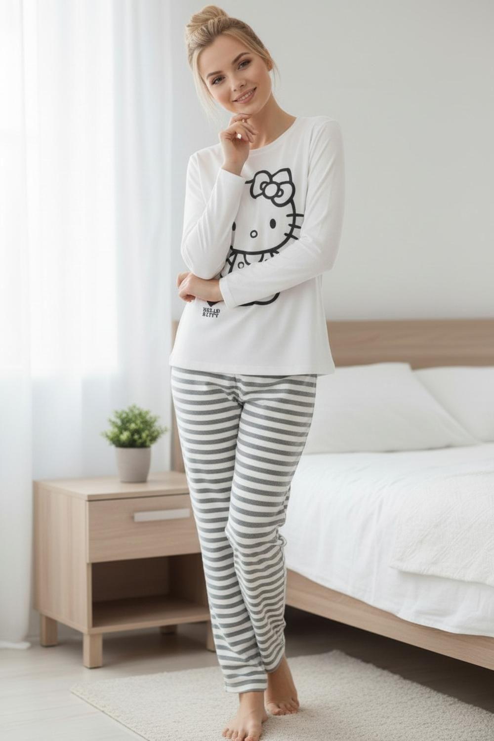 Pijama Micropolar Mujer Hello Kitty S1021240-Ivory-11-2