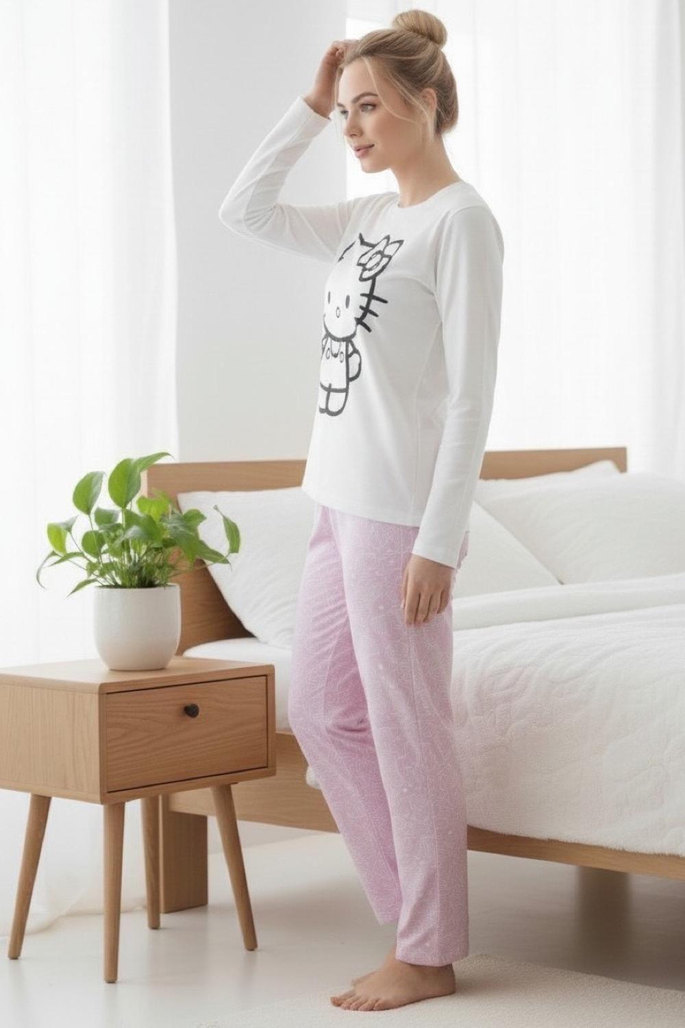 Pijama Micropolar Mujer Hello Kitty S1021240-Ivory-07-2