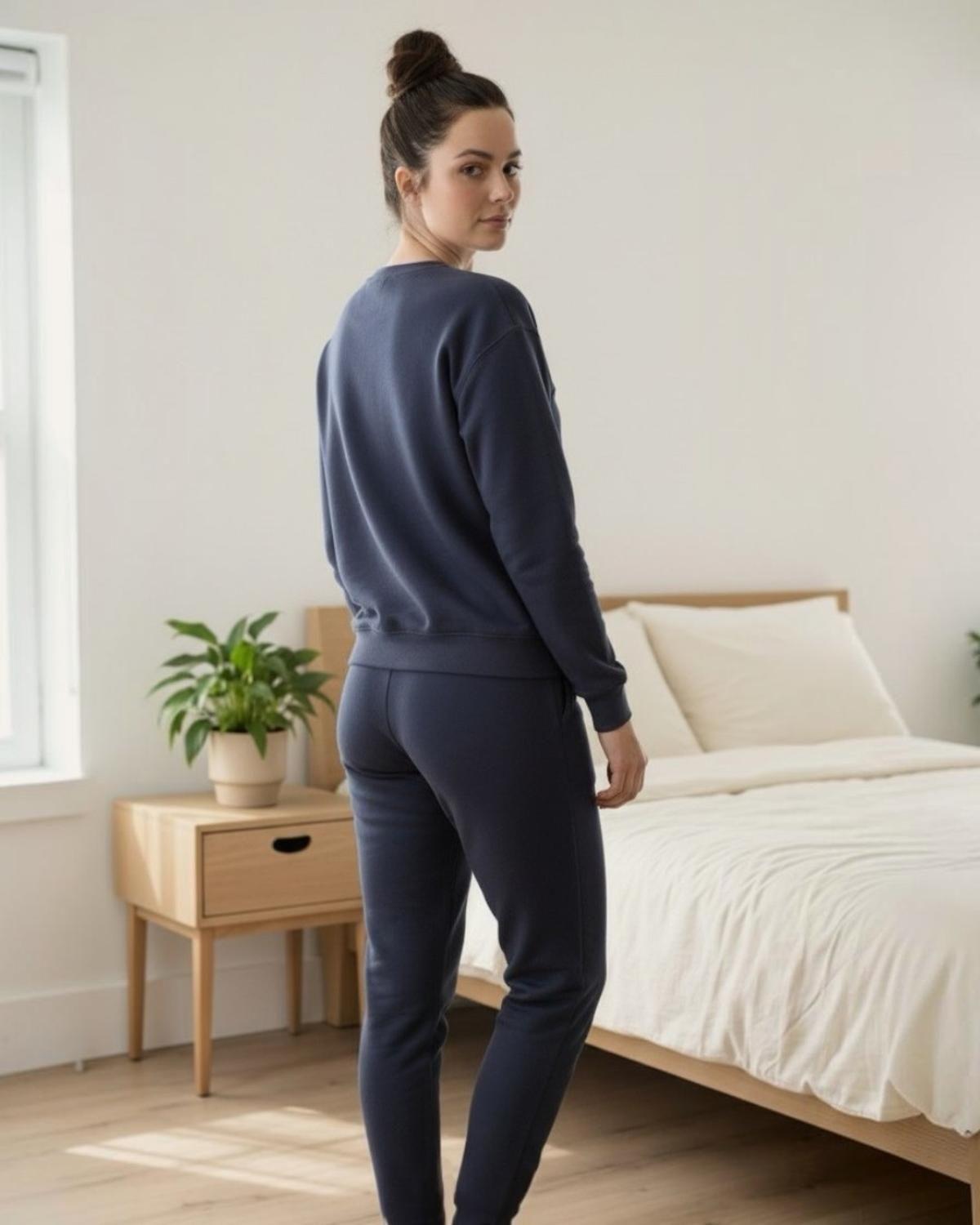 Pijama Franela Mujer Estampado Flor de Loto Acero-4