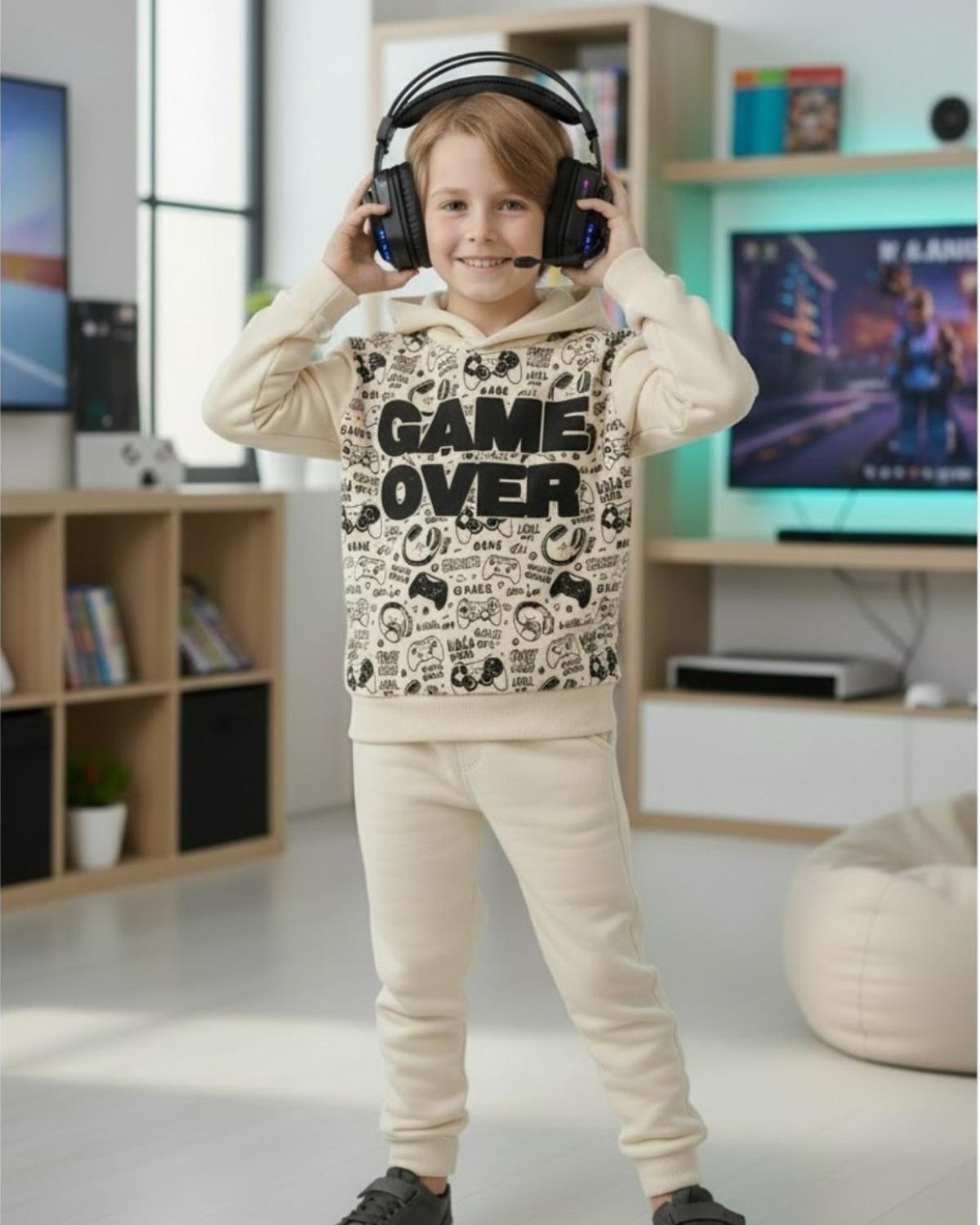 Buzo Niño Franela Game Over Beige-2