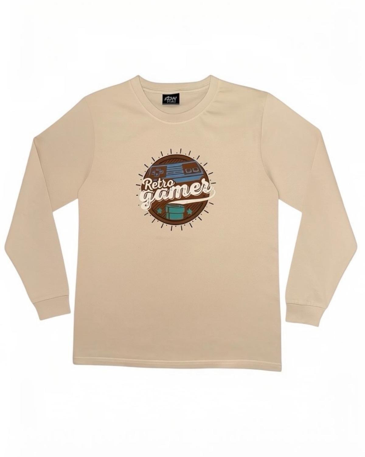 Pijama Hombre Algodón Estampado Retro Gamer Beige-4