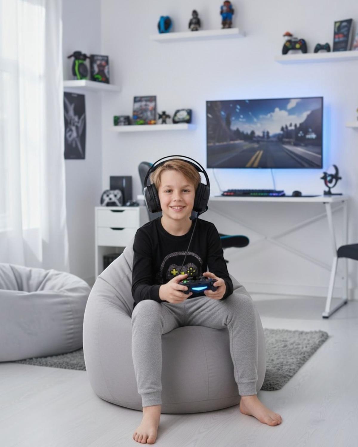 Pijama Niño Algodón Estampado Gamer Negro-2