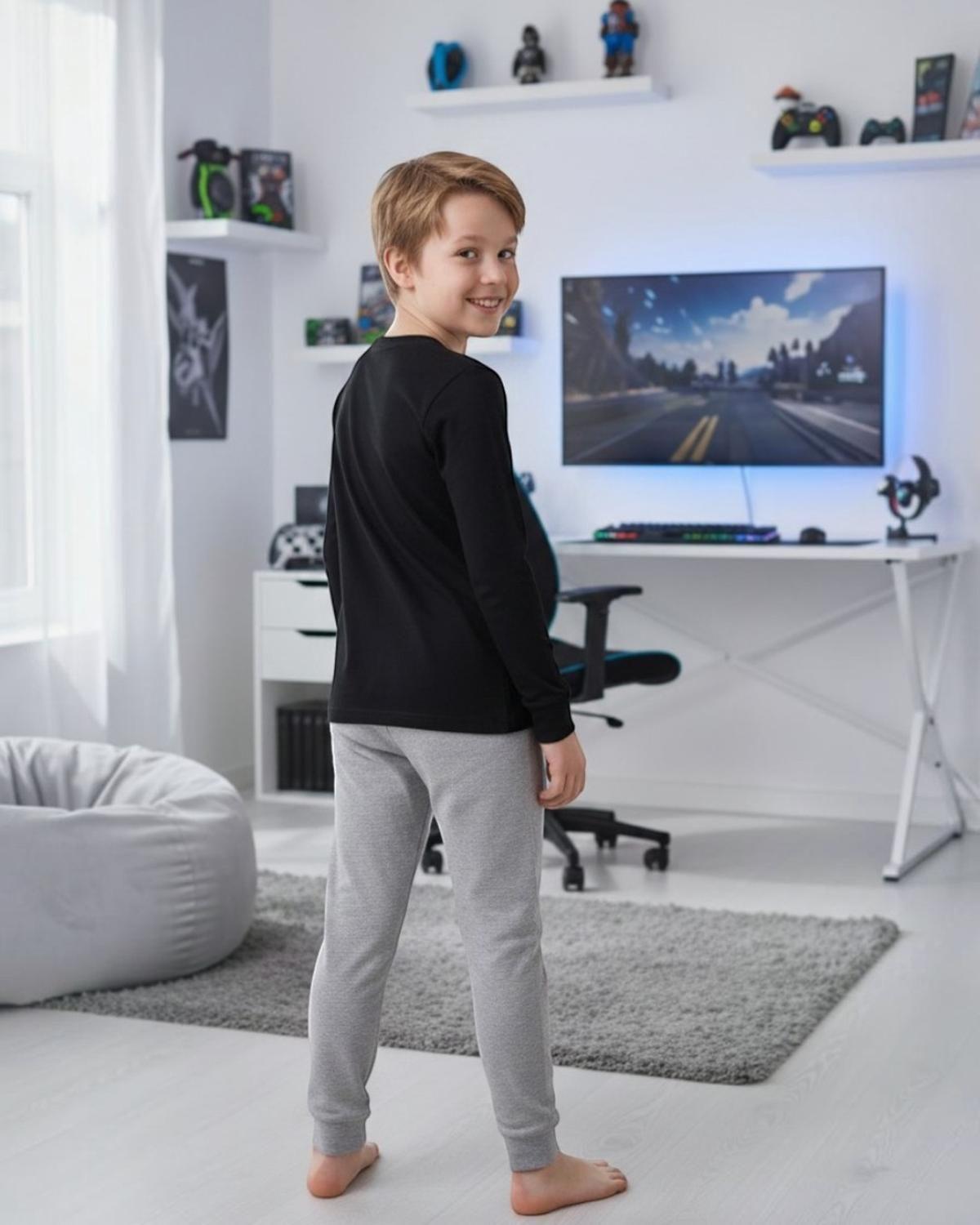 Pijama Niño Algodón Estampado Gamer Negro-3