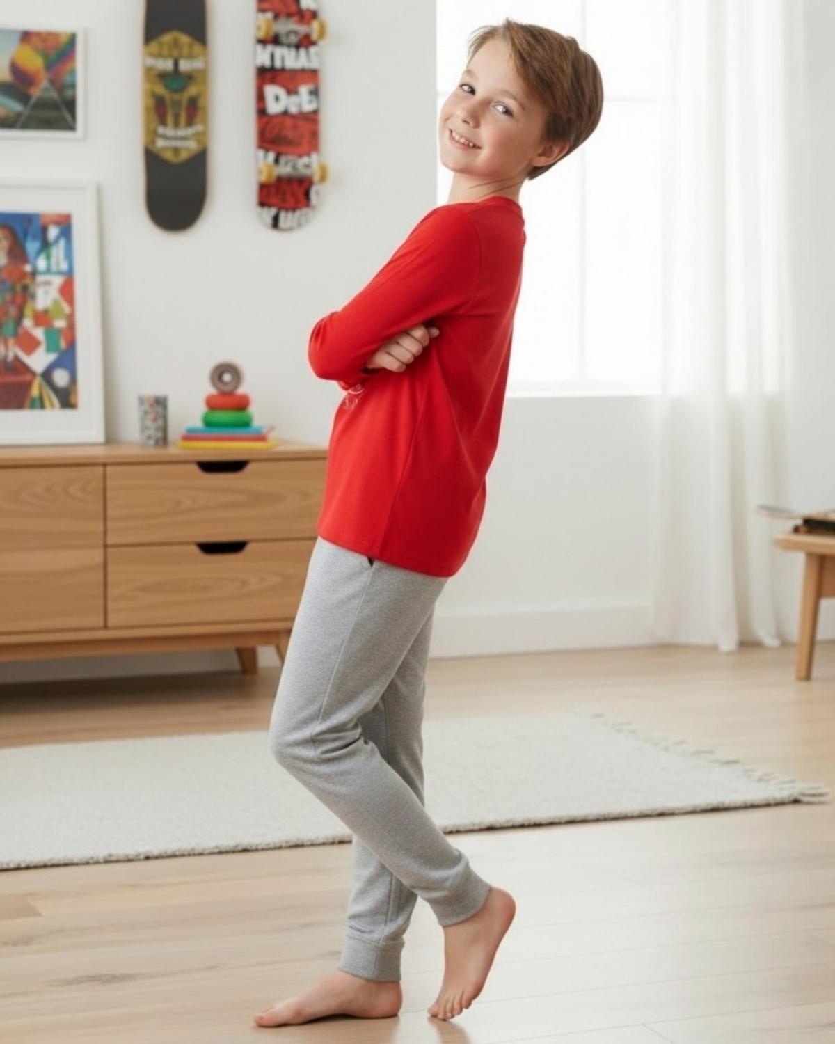 Pijama Niño Algodón Estampado Skate Rojo-3