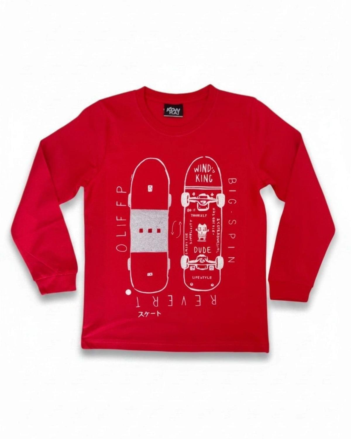 Pijama Niño Algodón Estampado Skate Rojo-4