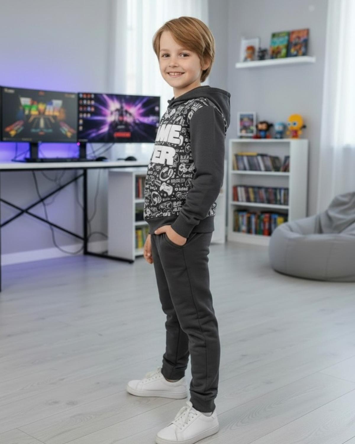 Buzo Niño Franela Game Over Acero-3