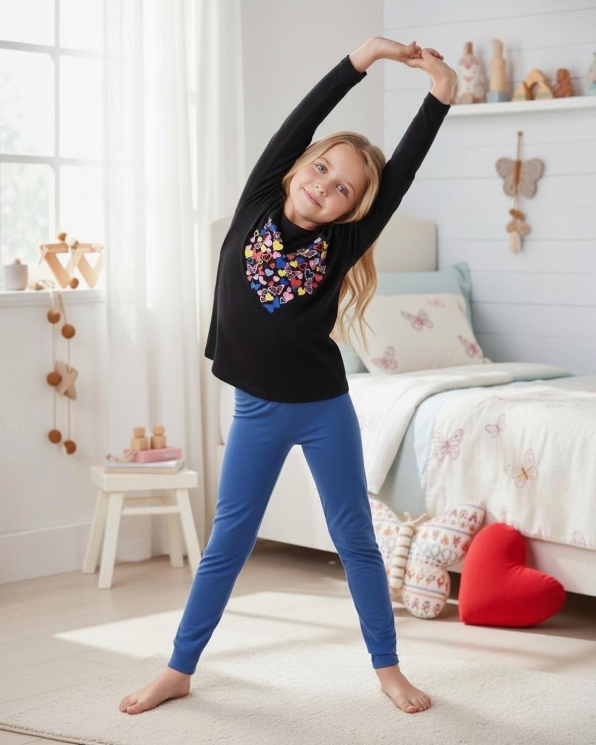 Pijama Niña Estampado Corazón Mariposas  8 azul 4 azul 6 azul-2