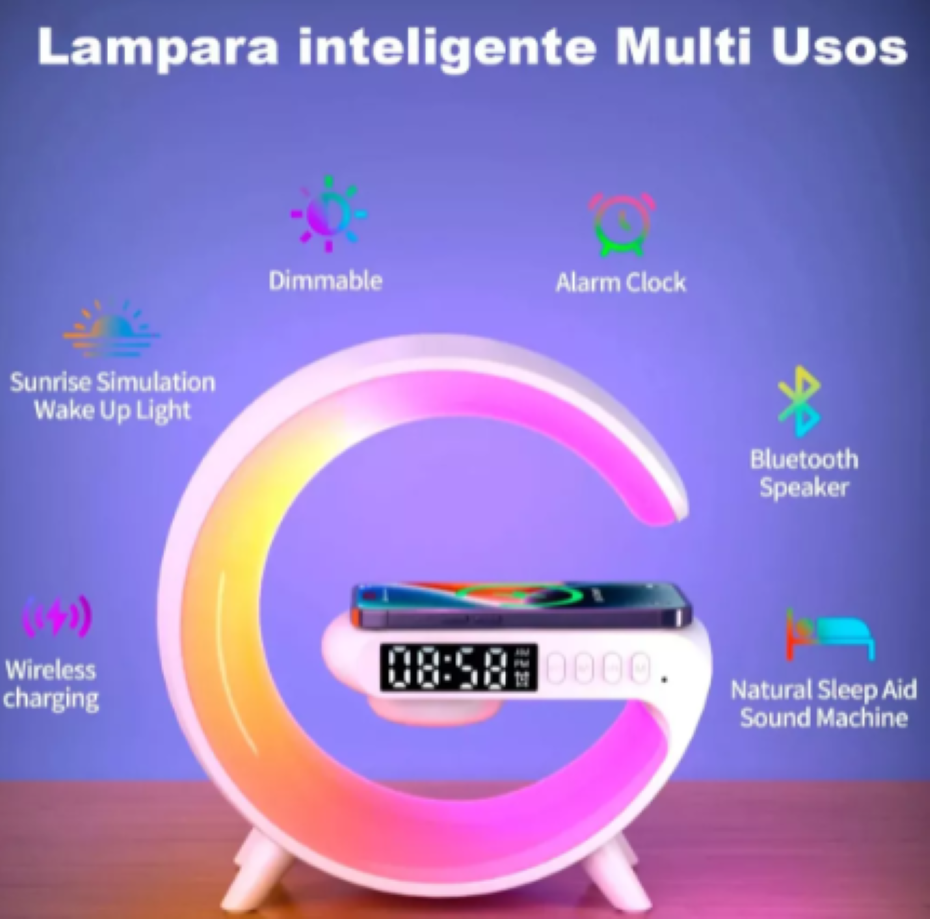 LAMPARA PARLANTE BLUETOOTH CARGADOR INALAMBRICO PARA CELULAR-3