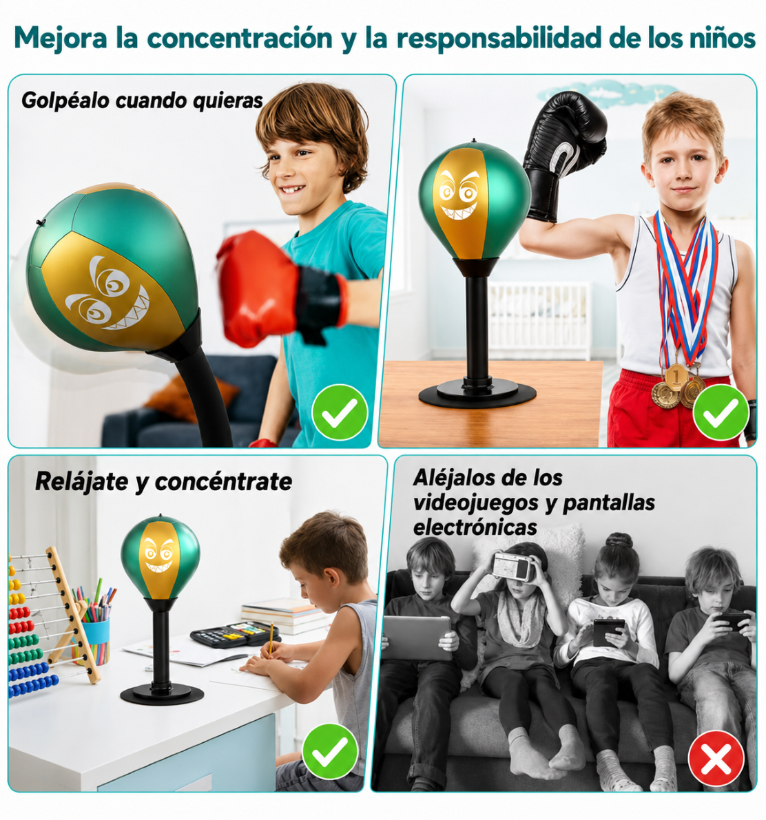 Set De Boxeo De Mesa Para Niños y Adultos  Con Base-1