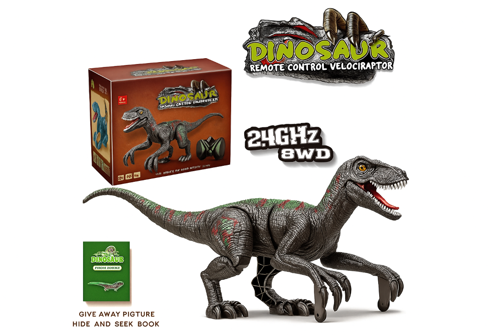 DINOAURIO A CONTROL REMOTO VELOCIRAPTOR 2.4GHZ 8WD-2