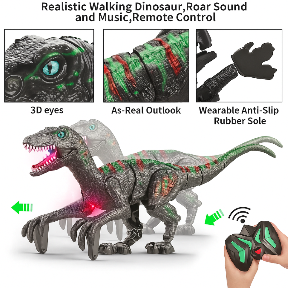 DINOAURIO A CONTROL REMOTO VELOCIRAPTOR 2.4GHZ 8WD-3