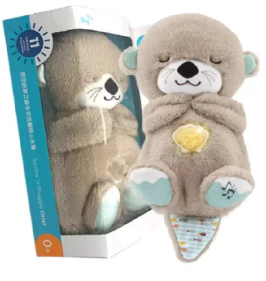 Peluche Nutria De Apego Con Musica Y Respira Celeste-0