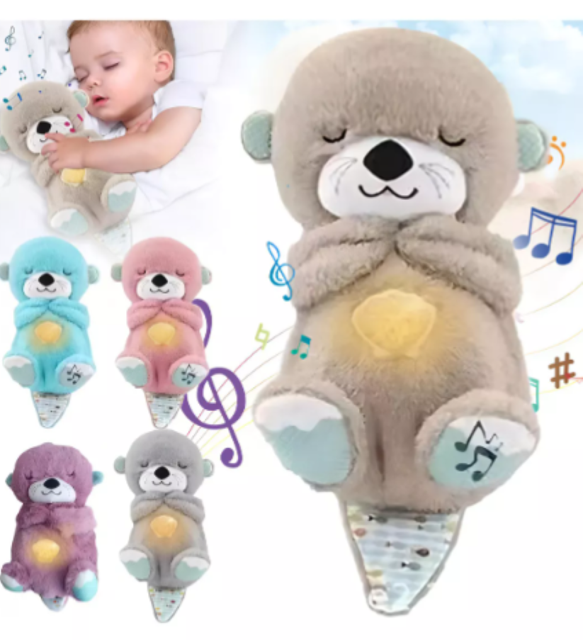 Peluche Nutria De Apego Con Musica Y Respira Celeste-1