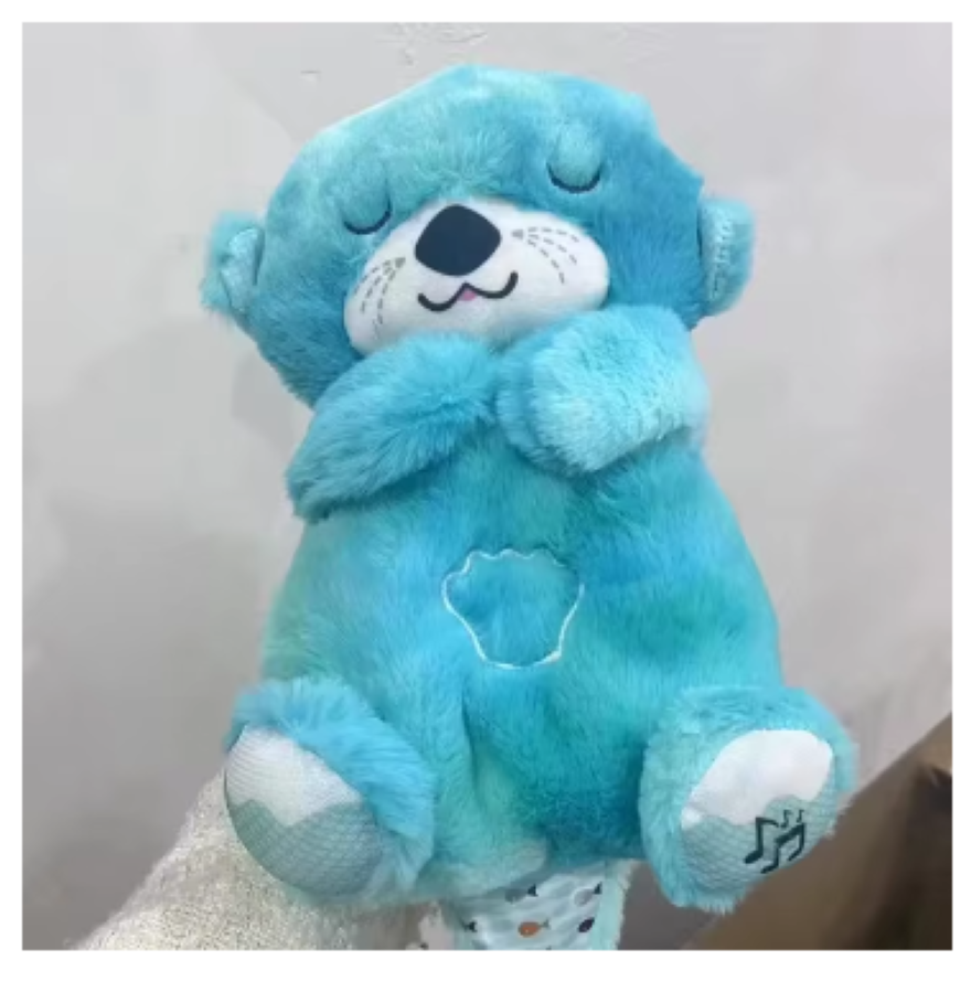 Peluche Nutria De Apego Con Musica Y Respira Celeste-3