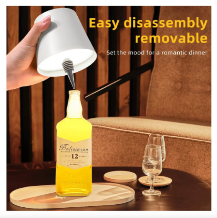 Lampara Faro led Recargable Para Botellas Control Tactil Blanco-3