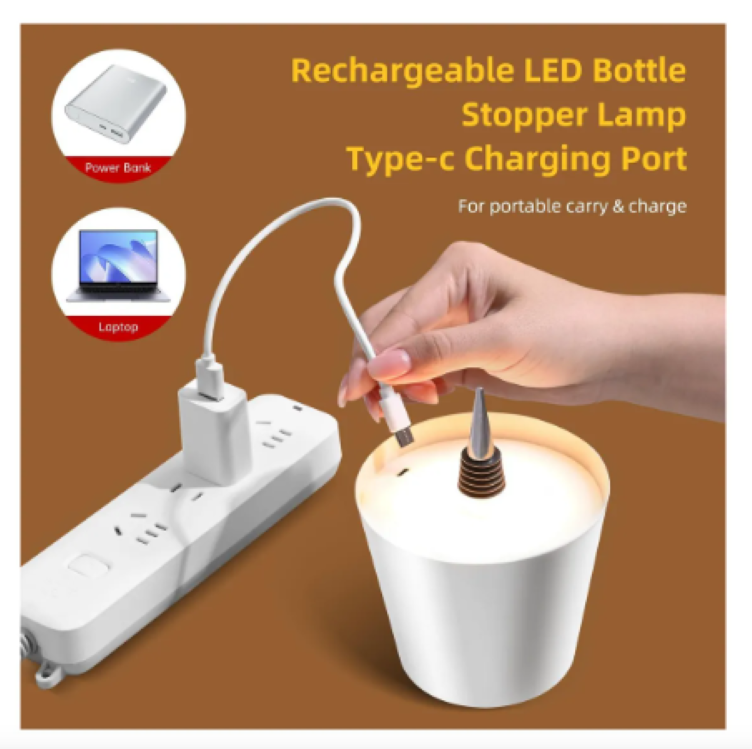Lampara Faro led Recargable Para Botellas Control Tactil Blanco-4