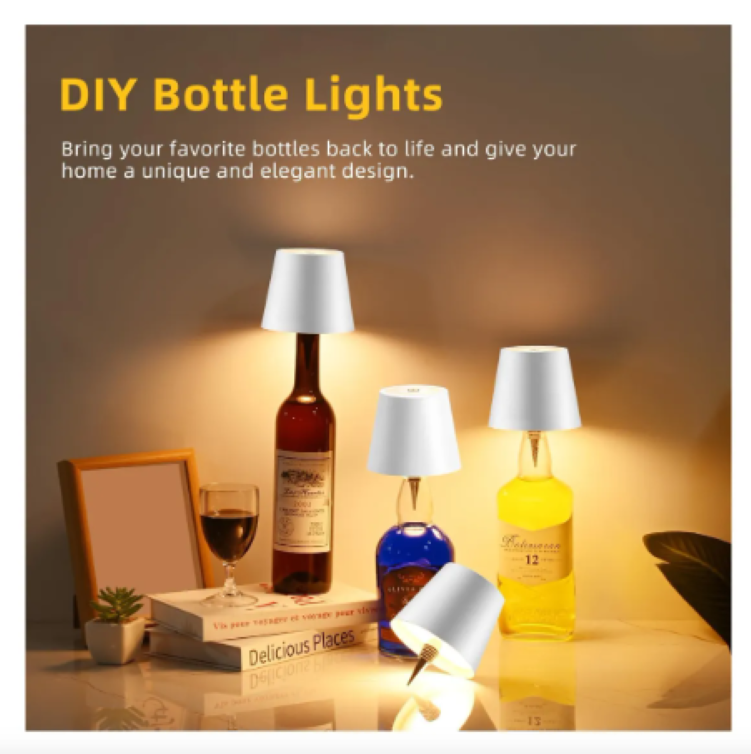 Lampara Faro led Recargable Para Botellas Control Tactil Blanco-6