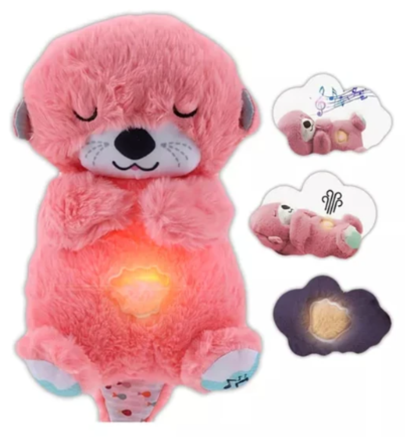 Peluche Nutria De Apego Con Musica Y Respira Rosado-2