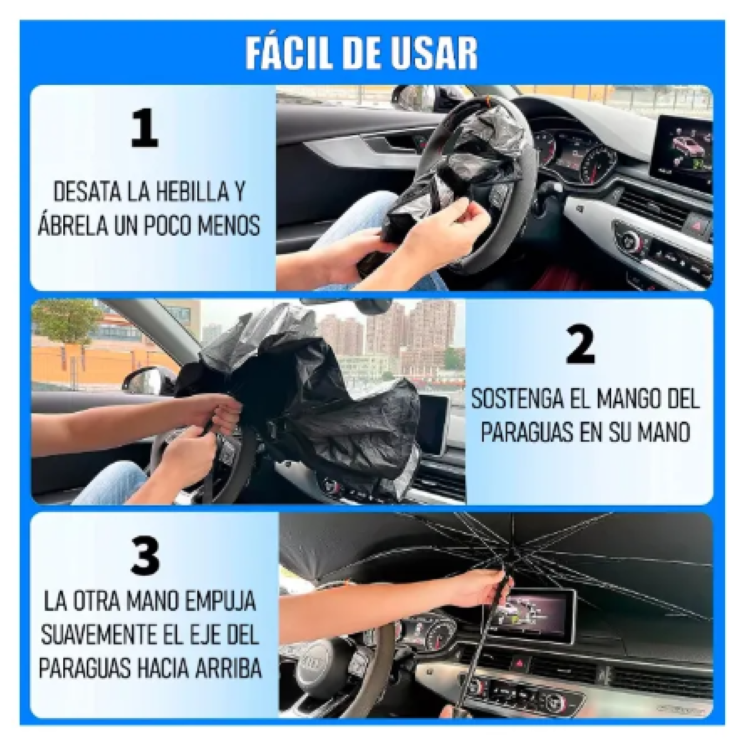 Quitasol Tipo Sombrilla Para Auto Parasol Retractil Parabrisas-4
