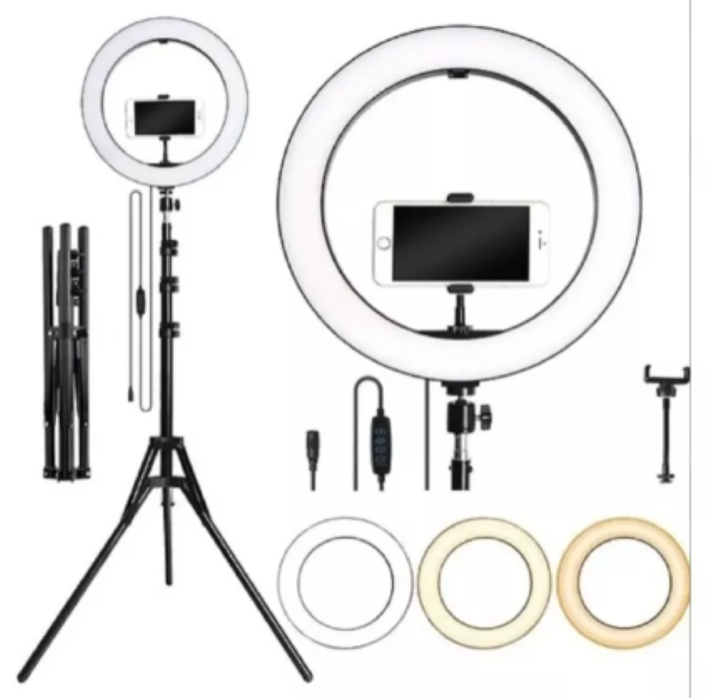 Aro De Luz Led 30cm Trípode 2metros Porta Celular-1